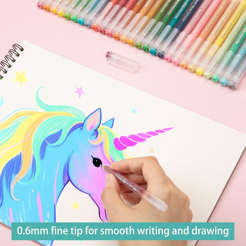 Joyask Gel Pens For Coloring, 36 Pack Colored Pens for Black Paper & White Paper, 0.6MM Fine Point Pens for Coloring, Writing, Drawing, Journaling, Note Taking, Office, Home - Image 2